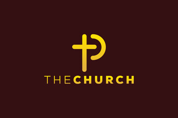 Obraz premium Trendy and Professional letter P church sign Christian and peaceful vector logo design