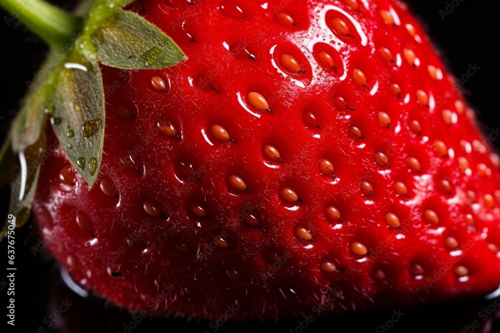 Poster Generative AI : Fresh Strawberry fruit with water droplets isolated on white background with clipping path