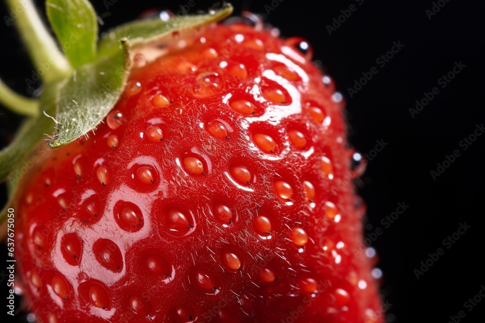 Poster generative ai : fresh strawberry fruit with water droplets isolated on white background with clippin