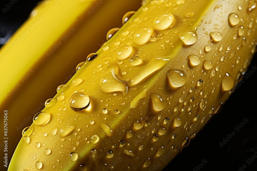 Aufkleber Generative AI : Fresh Banana fruit with water droplets isolated on white background with clipping path