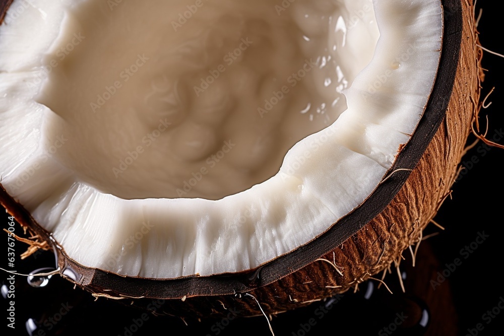 Poster Generative AI : Fresh Coconut fruit with water droplets isolated on white background with clipping path
