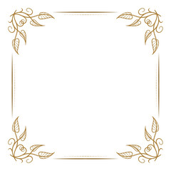 Square vintage style frame with ivy stems and leaves decoration