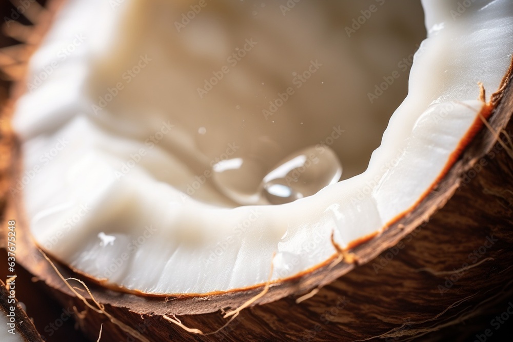 Poster Generative AI : Fresh Coconut fruit with water droplets isolated on white background with clipping path