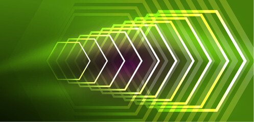 Abstract background techno neon hexagons. Hi-tech vector illustration for wallpaper, banner, background, landing page, wall art, invitation, prints, posters