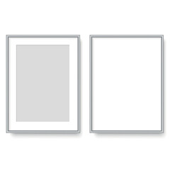 Realistic white blank picture frame. Vector