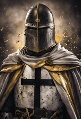 Portrait of medieval teutonic knight with armor  - obrazy, fototapety, plakaty