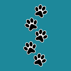 Fototapeta na wymiar Paw print step. Paw foot trail print of animal. Dog, cat, bear, puppy silhouette 