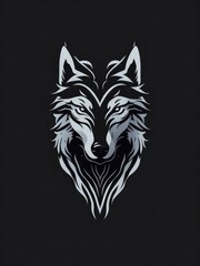 Fototapeta premium Illustration of a majestic wolf's head against a dark backdrop created with Generative AI technology