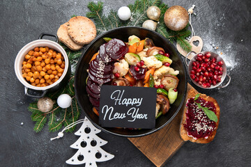 Vegetarian Christmas dinner. Healthy food concept.