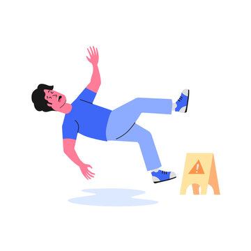 Man slip and fall on the wet floor concept of something went wrong oops empty state illustration