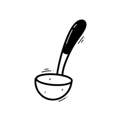 Hand Drawn Ladle Illustration. Doodle Vector. Isolated on White Background - EPS 10 Vector