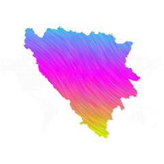 Bosnia and Herzegovina map in colorful halftone gradients. Future geometric patterns of lines abstract on white background. Vector illustration EPS10