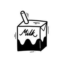 Hand Drawn Milk Drink Illustration. Doodle Vector. Isolated on White Background - EPS 10 Vector