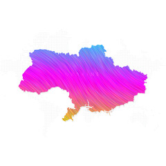 Ukraine map in colorful halftone gradients. Future geometric patterns of lines abstract on white background. Vector illustration EPS10