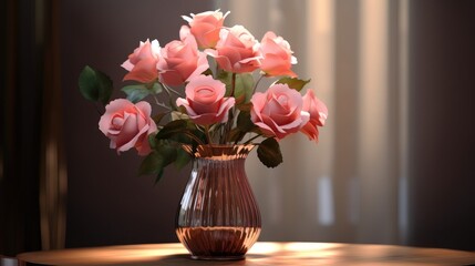 Fototapeta na wymiar Rose flowers in a vase