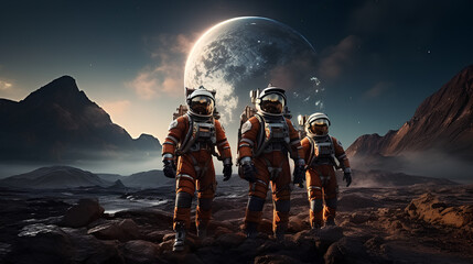 Astronauts explore a new planet