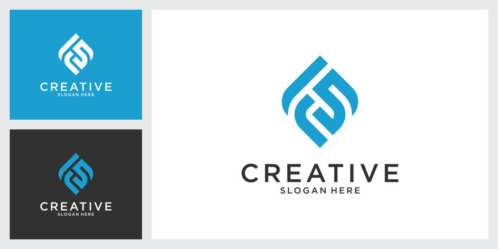 FS or SF initial letter logo design vector