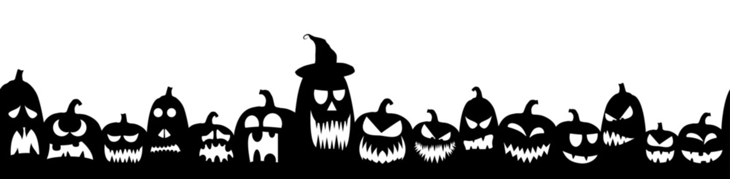 scarry seamless background with different pumpkins for halloween layouts