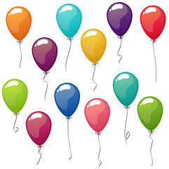 colored flying balloons collection