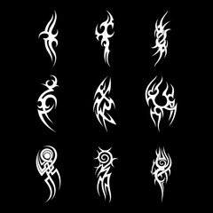 Acid Neo tribal shapes. Abstract ethnic shapes in gothic style. modern elements for typography tattoo poster cover. Vector illustration