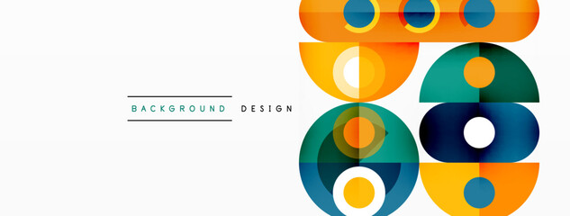 Abstract technology landing page background with circles and round elements. Creative concept for business, technology, science or print design