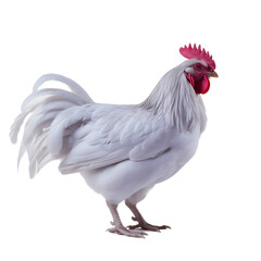 White chicken isolated on white background 