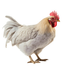 Portrait of a chicken isolated on white background cutout