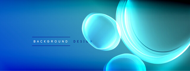 Vector abstract background - liquid transparent bubble shapes on fluid gradient with shadows and light effects