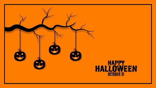 Happy Halloween Pumpkin Branches Motion Graphic