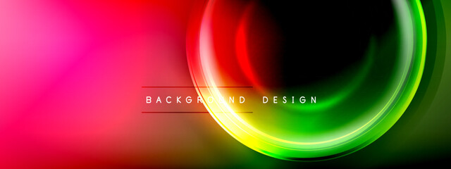 Circles lines and bubbles on bright glowing effect gradient with light and shadow effects. Dynamic interplay of light, shadow and depth. Futuristic and rhythmic technology design