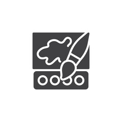 Watercolor palette and paint brush vector icon