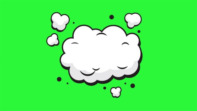 Smoke pop art in comic style. cartoon bubble explosions. Comic smoke animation on green screen background.