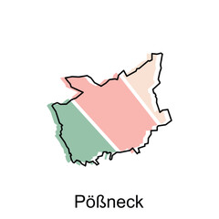 Pobnech City Map illustration. Simplified map of Germany Country vector design template