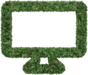 Garden bush in gadget and device icon shape. 3d rendering of isolated objects.