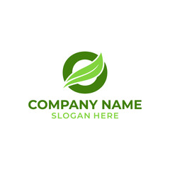 Letter O logo with leaf vector. O leaf logo template, leaf logo initials