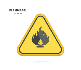 triangle label or sign Yellow with black border for warning or sign prohibiting flammable substances