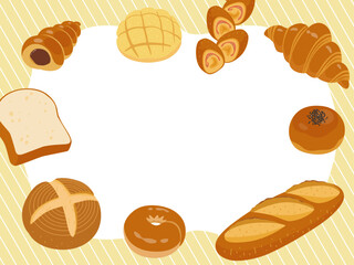 パンまつりをイメージした背景フレーム_ベクターイラスト