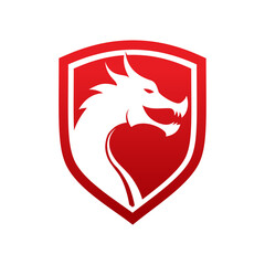 Fototapeta premium dragon shield vector logo