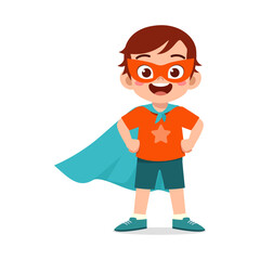 little kid wearing cape and pretending being super hero