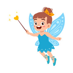 Obraz na płótnie Canvas little kid wearing fairy costume and feel happy