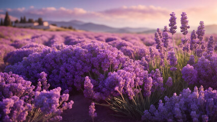 Lavender field at sunset