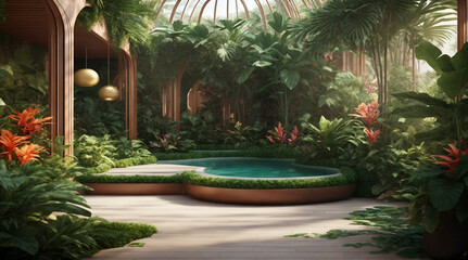 Obraz na płótnie Canvas Gorgeous tropical garden with small pond