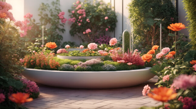 Flowers in a minimalist garden