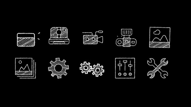 10 Multimedia Animated Chalkboard Icons