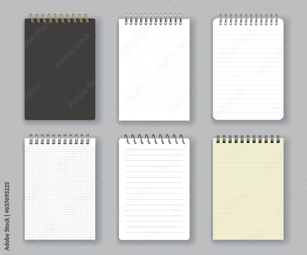 Poster realistic isolated notebooks and sketchbooks. isolated 3d vector essential tools for writing, sketch