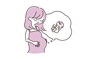 お腹に赤ちゃんがいる妊婦のイラスト