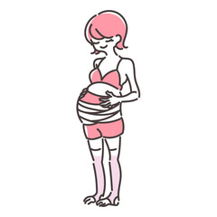 さらしの妊婦帯を巻いた女性のイラスト