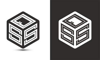 QSS letter logo design with illustrator cube logo, vector logo modern alphabet font overlap style.