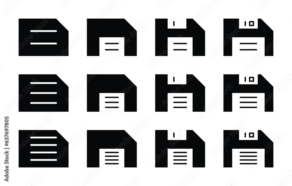 Poster floppy set icon, floppy symbol collection. white background simple design. vector for apps and web.