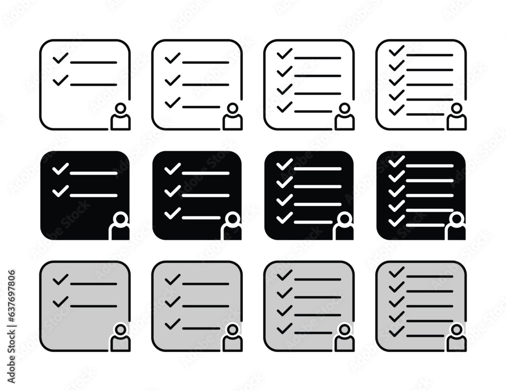 Poster checklist icon set, approved candidate symbol collection. white background simple design. vector for